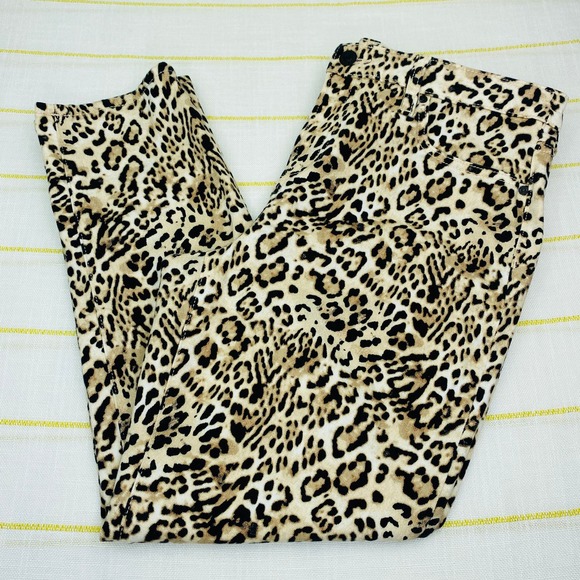 Chicos So Slimming Girlfriend Slim Leg Ankle Pants Women 10 Animal Print Classic - Picture 1 of 7